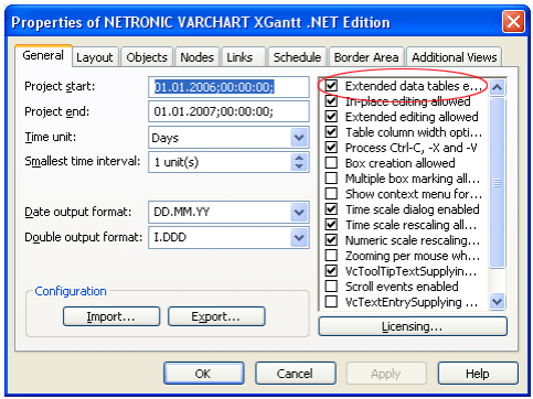 VARCHART XGantt v5.2用户手册：甘特图中的数据表
