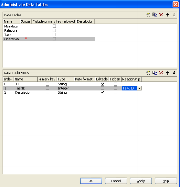 VARCHART XGantt v5.2用户手册：甘特图中的数据表
