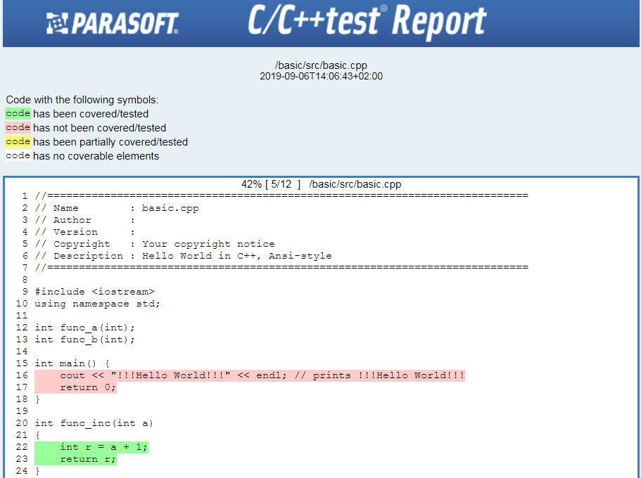 Parasoft C/C++test （Eclipse）2020.2系列教程：生成单元测试 告