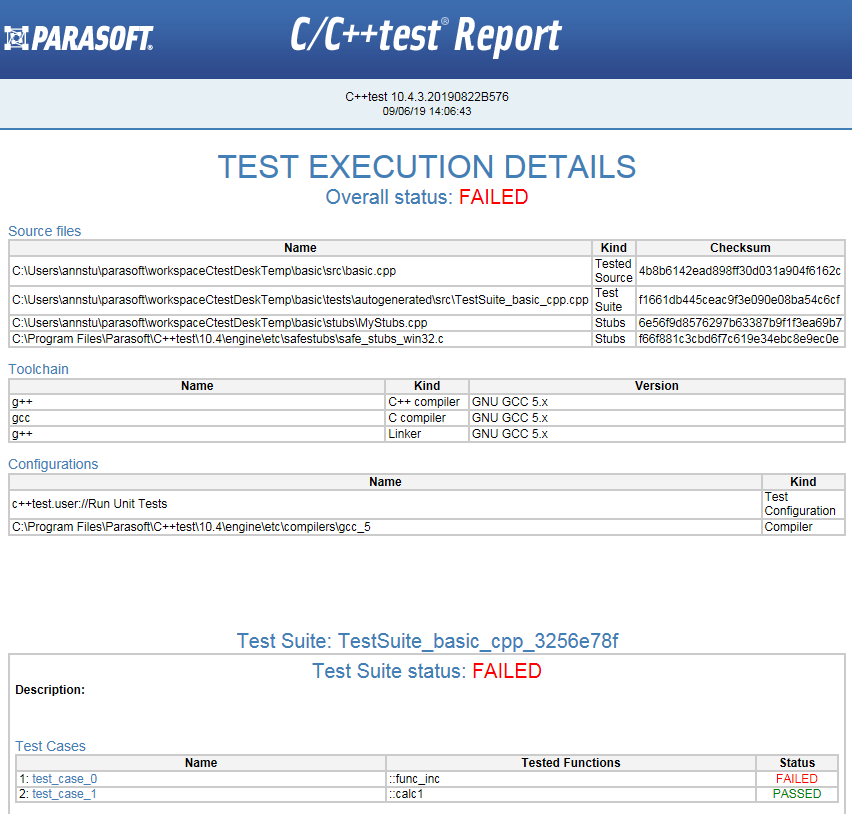 Parasoft C/C++test （Eclipse）2020.2系列教程：生成单元测试 告