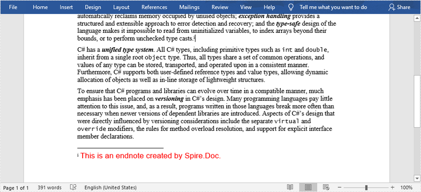 Word格式处理控件Spire.Doc功能演示：在Java中将尾注添加到Word