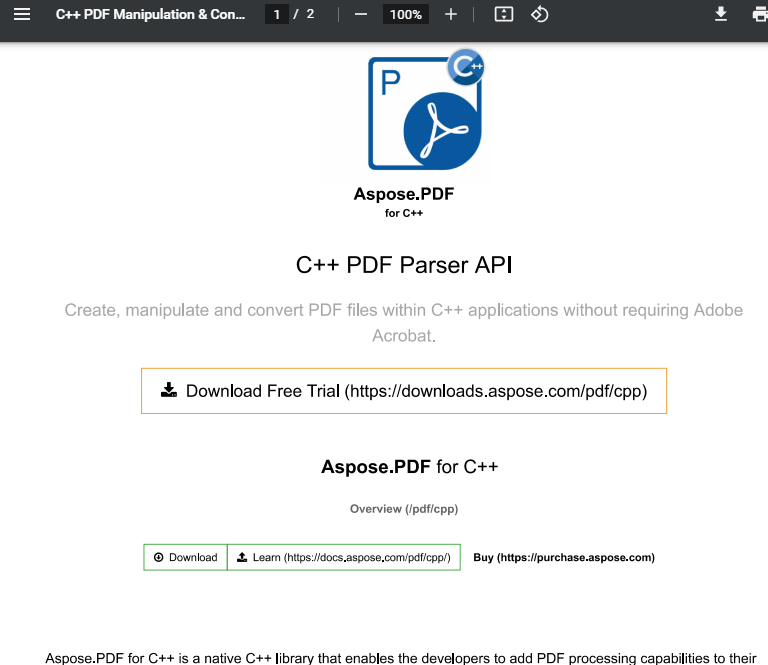 C++版PDF处理控件Aspose.PDF功能演示：在C ++中以编程方式将PDF转换为HTML