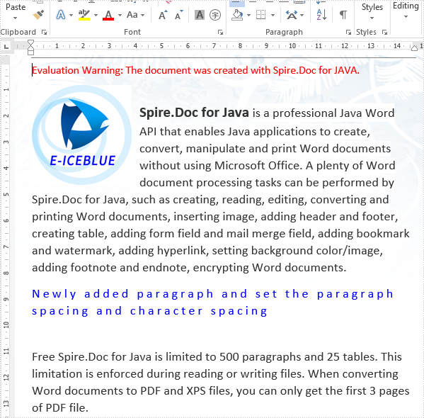 Word格式處理控件Spire.Doc功能演示：使用Java在Word文檔上設(shè)置字符間距和段落間距