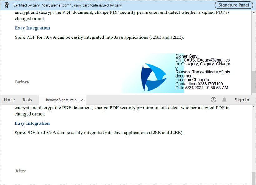 國產(chǎn)PDF格式處理控件Spire.PDF功能演示：在Java中刪除 PDF 中的數(shù)字簽名