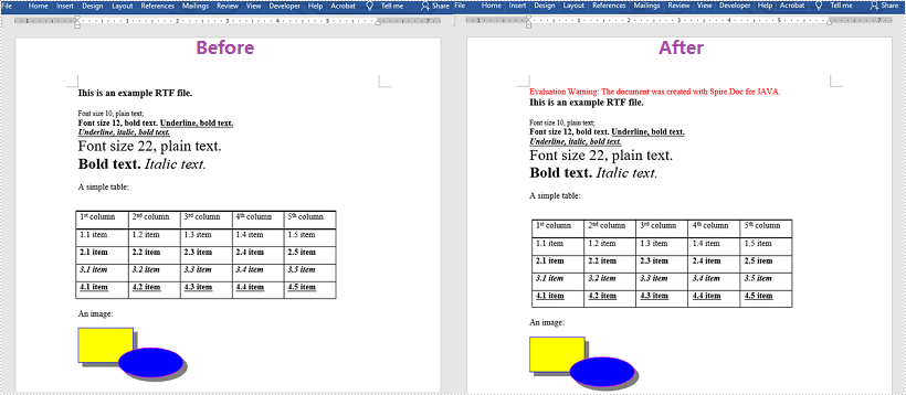 国产Word格式处理控件Spire.Doc功能演示：使用Java将 RTF 和 Word Doc/Docx 互相转换