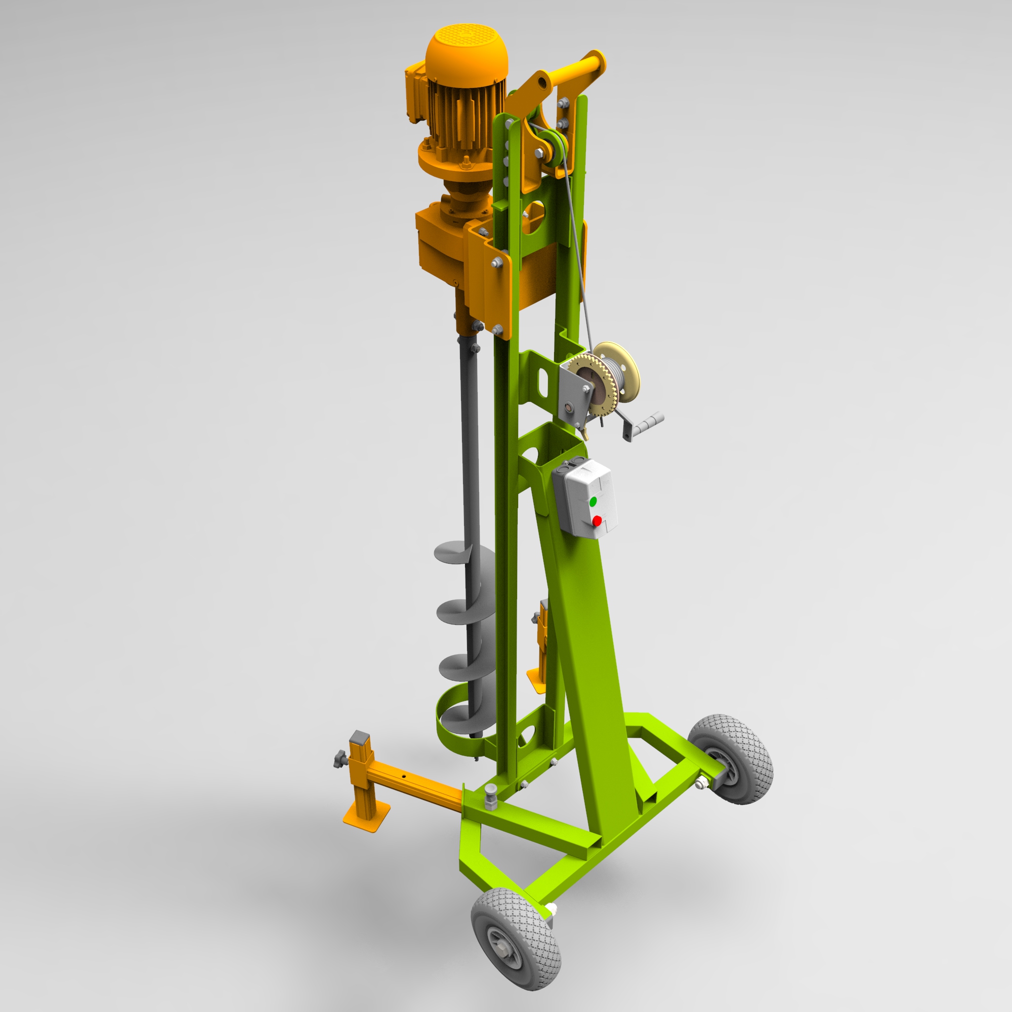 【SolidWorks免费模型下载】：土壤钻孔机  免费模型下载