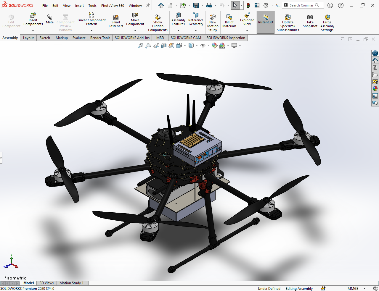 【SolidWorks免费模型下载】：六轴飞行器  免费模型下载
