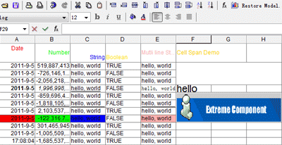 JComponentPack,JDataGrid,Java電子表格控件