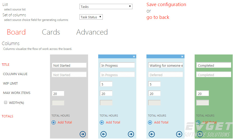 configuration page