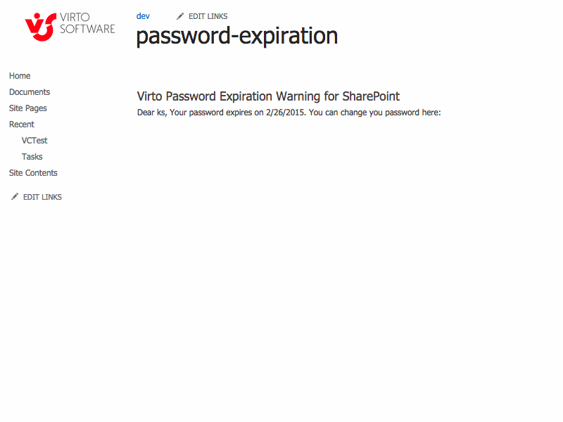 Virto Password Expiration