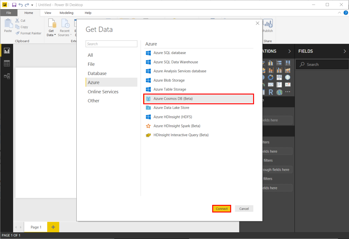 【教程】使用 Power BI 连接器可视化 Azure Cosmos DB 数据